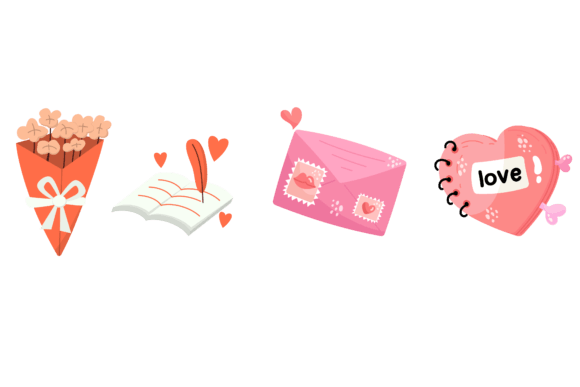 Download Set Valentine Heart Romantic Design - Design Collection