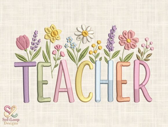 Download TEACHER Floral Embroidery Design - Design Collection