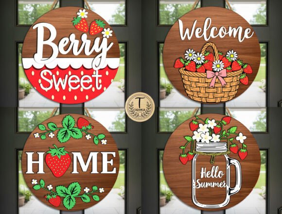 Download Strawberry Door Sign SVG Bundle - Berry Collection