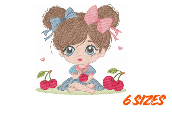 Download Cute Cherry Girl Embroidery Design - Design Collection