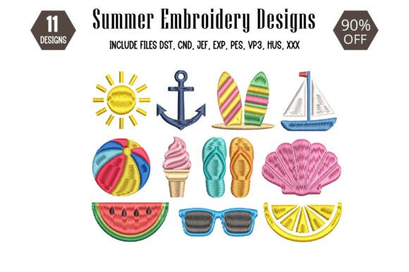 Download Summer Beach Embroidery Design - Design Collection