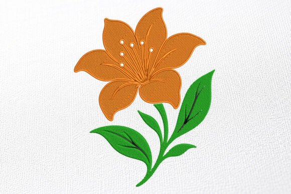 Download Orange Lily Flower Embroidery Design - Design Collection