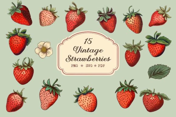 Download Vintage Strawberries Retro Strawberry - Berry Collection