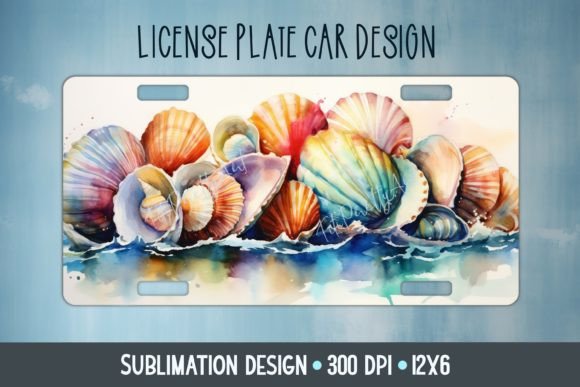 Download Sea Shells Car Plate Sublimation Design - Design Collection