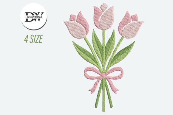 Download Pink Tulip Flower Embroidery Design - Design Collection