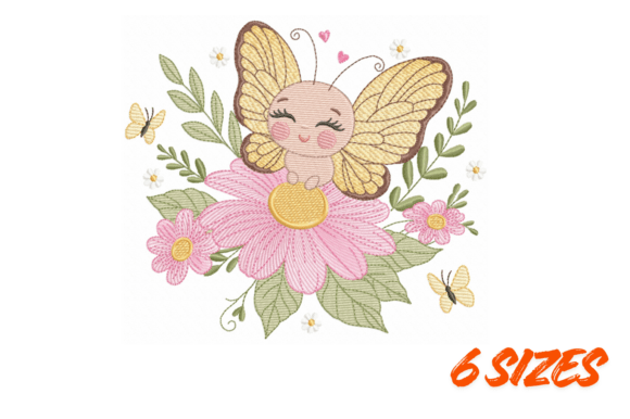 Download Cute Butterfly Flower Embroidery Design - Design Collection