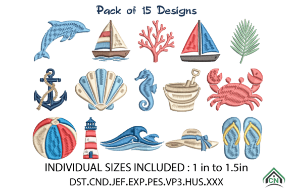 Download Mini Coastal Embroidery Design Bundle - Design Collection