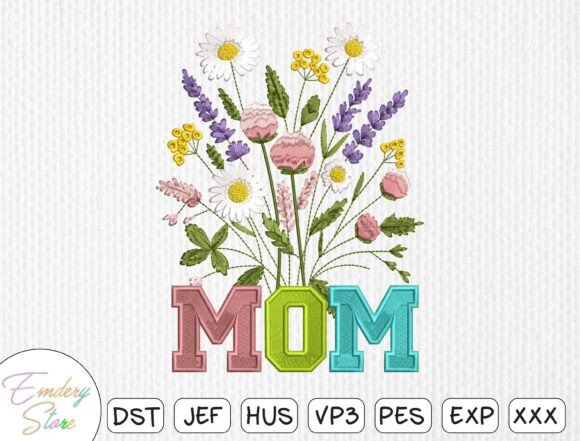 Download Floral Bouquet "MOM" Embroidery Design - Design Collection