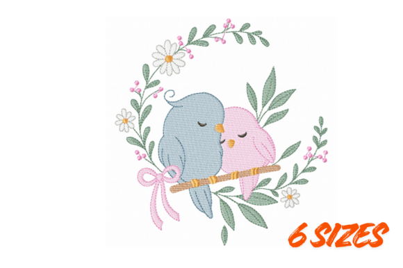 Download Love Birds Floral Embroidery Design - Design Collection