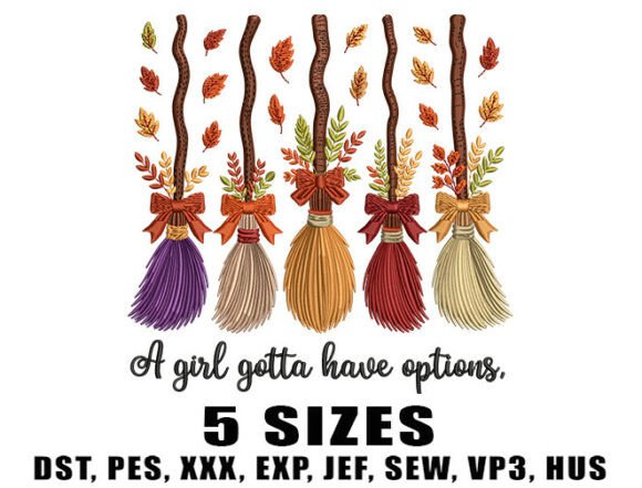 Download Cute Fall Witch Brooms Embroidery Design - Design Collection