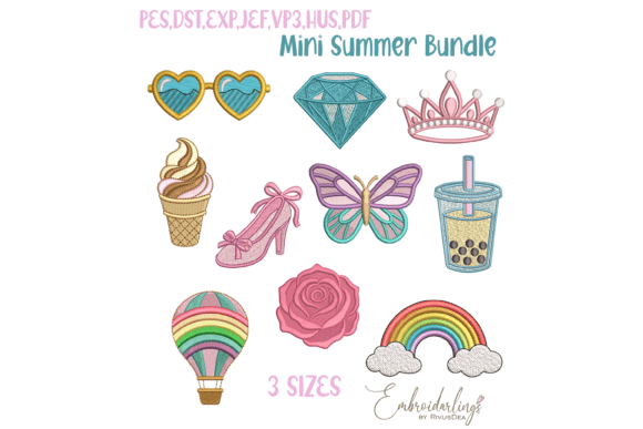 Download Mini Summer Embroidery Design Bundle - Design Collection