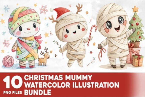 Download Christmas Mummy Watercolor Bundle - Mummy Collection
