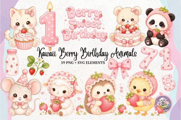 Download Kawaii Berry Birthday Animals - Berry Collection