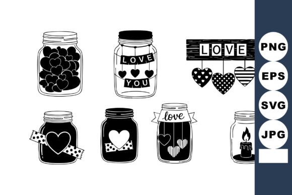 Download Love Heart Jars Romantic Design - Design Collection