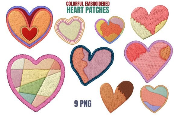 Download 9 Colorful Heart Embroidery Designs - Design Collection