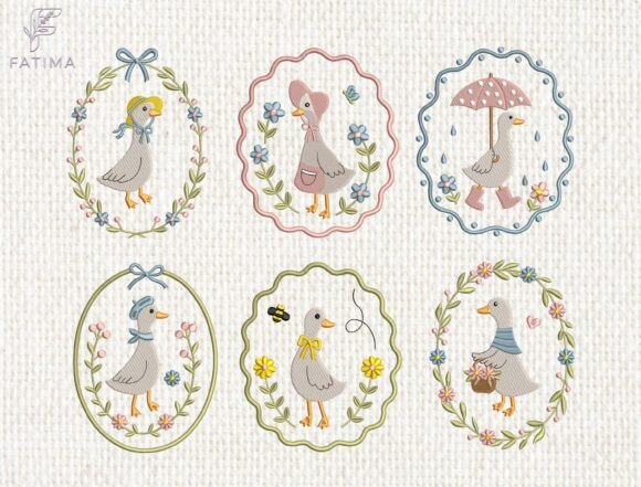 Download Vintage Goose Embroidery Design Set - Design Collection