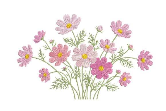 Download Pink Cosmos Flower Embroidery Design - Design Collection