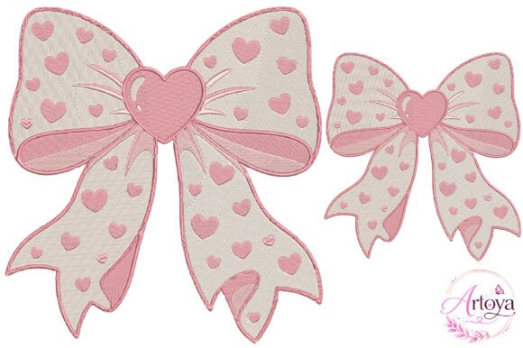 Download Cute Heart Bow Embroidery Design - Design Collection